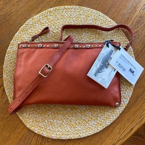 🌼 Campomaggi Italy Brown Leather studded Crossbody Bag Free People (no tags)